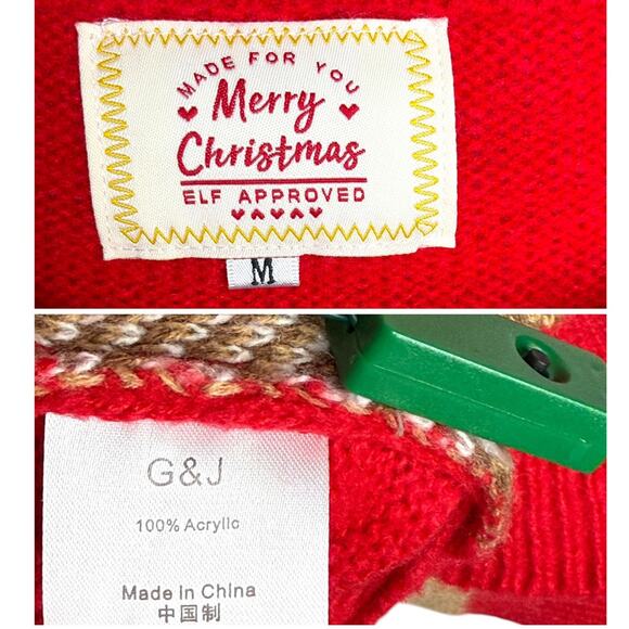 Merry Christmas Elf Approved Reindeer Light Up Christmas Sweater Size Medium - Picture 3 of 7